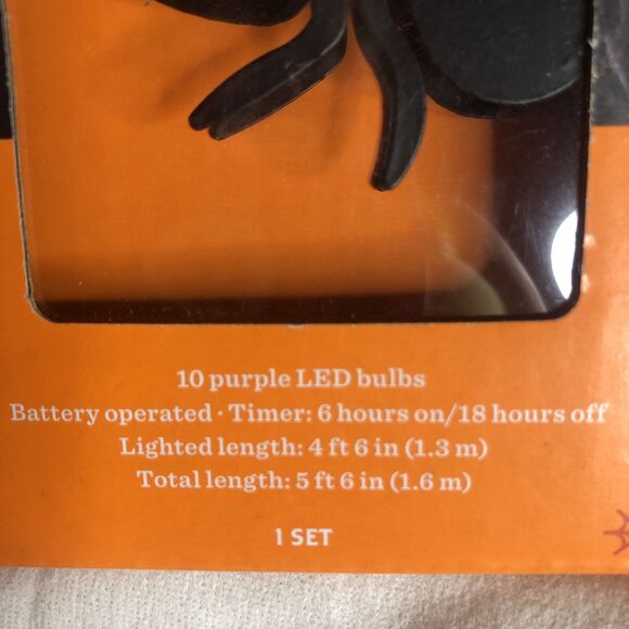 10 ct LED Black Metal Spider Halloween String Lights Purple - Hyde & EEK W/Timer - Picture 7 of 10